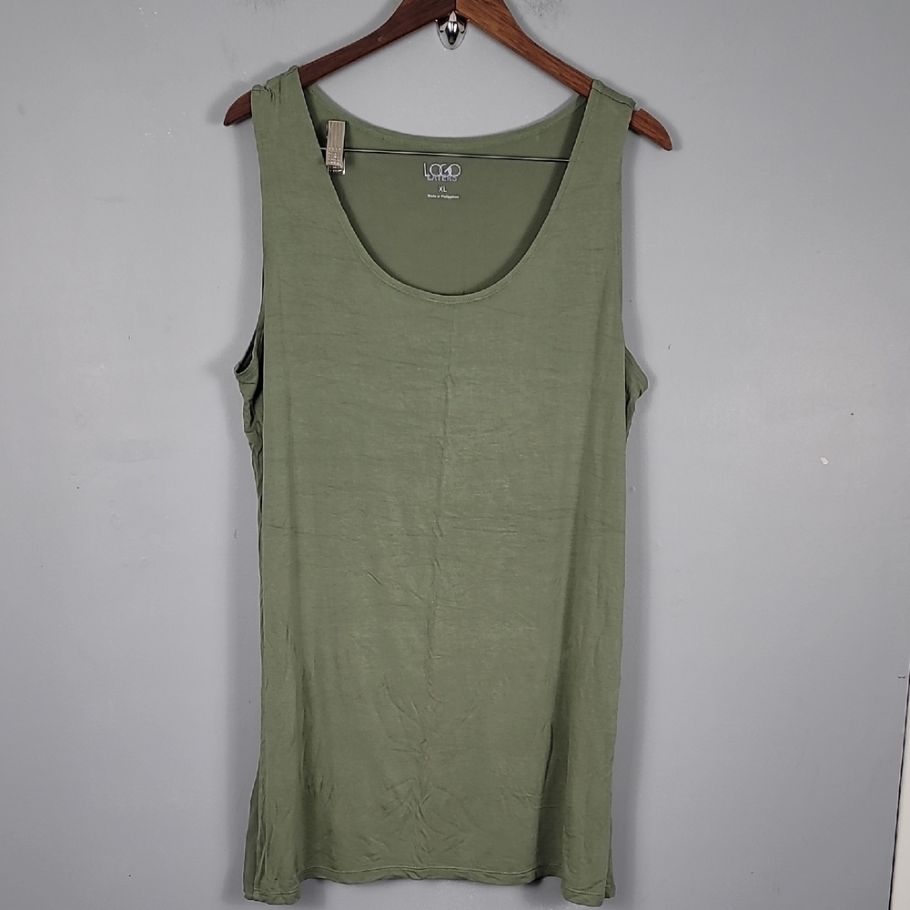 Logo Lori Goldstein QVC Green Sleeveless Long Tank Top